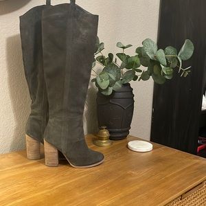 Steve Madden knee high boots dark green suede 6.5